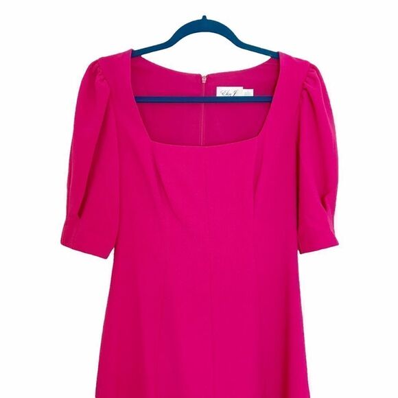 NWT Eliza J Fuschia Pouf Sleeve Dress - Picture 4 of 8